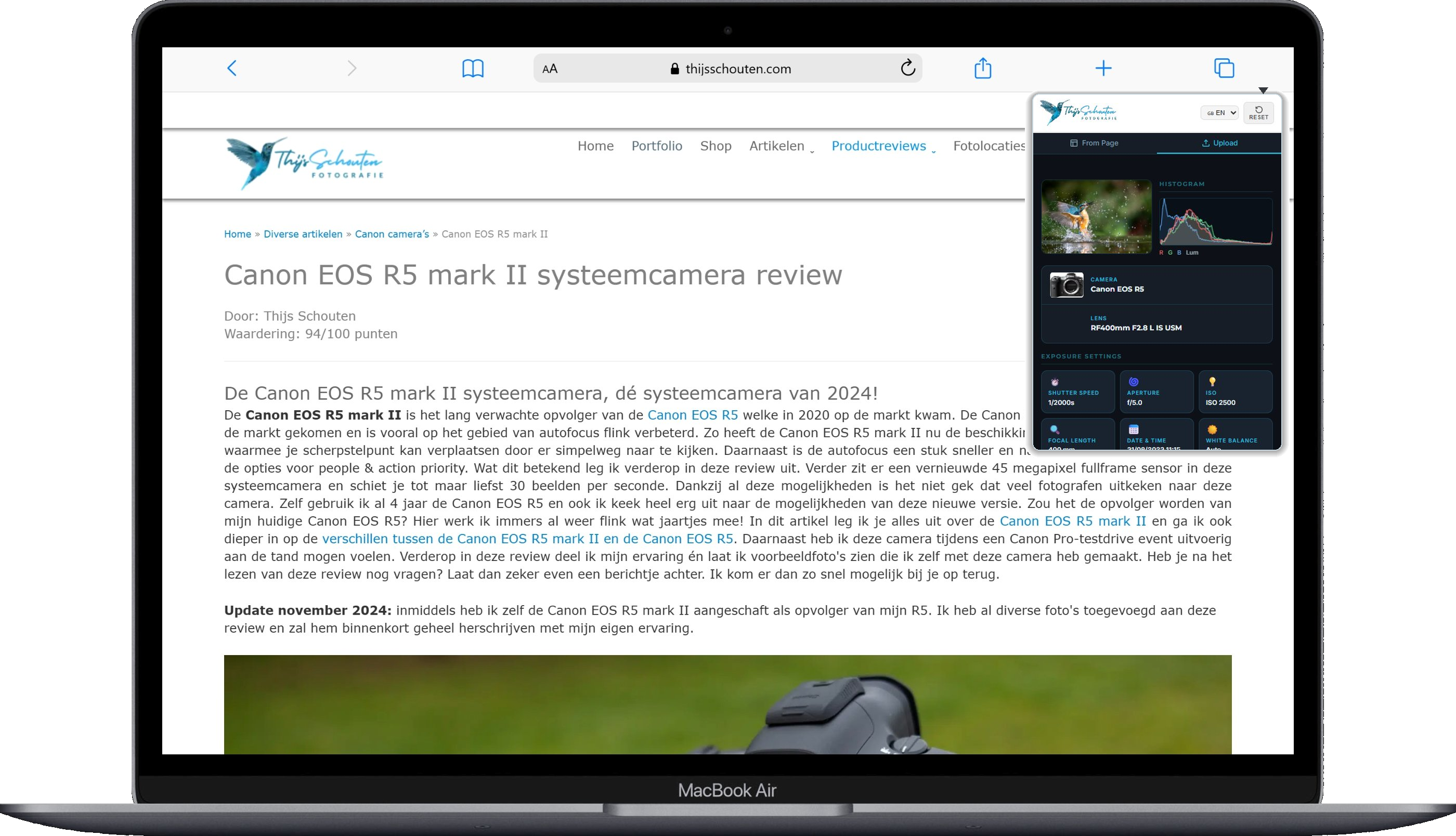 TS EXIF Reader in Chrome browser on MacBook